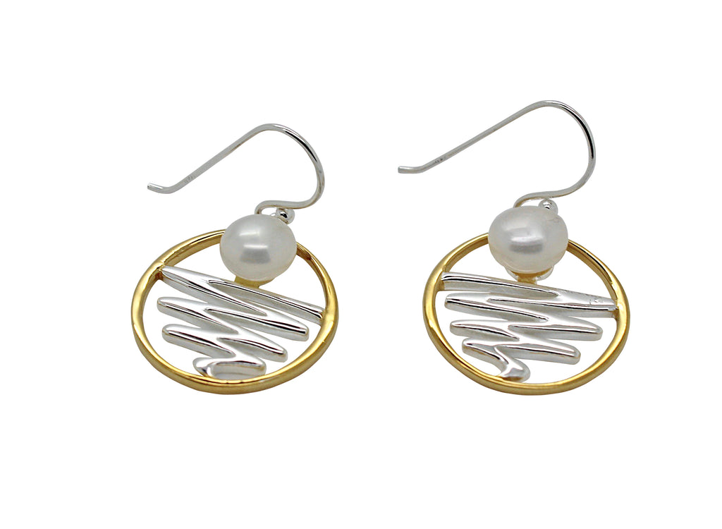 Staircase to the Moon Earrings Round Gold Edge