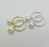 Silver Pearl Sleeper Earrings