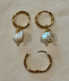 Stainless Steel clip in Huggie Pearl Earrings