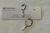 Stainless Steel clip in Huggie Pearl Earrings
