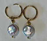Stainless Steel clip in Huggie Pearl Earrings
