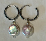 Stainless Steel clip in Huggie Pearl Earrings