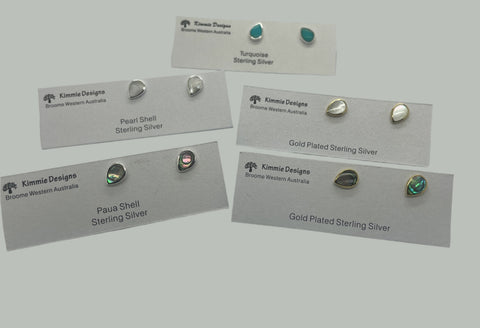 Teardrop Studs - MOP, Turquoise or Paua