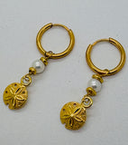 Sand Dollar Pearl Huggies / Earrings