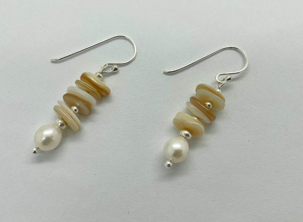 Beachcomber Shell  and Pearl Earrings