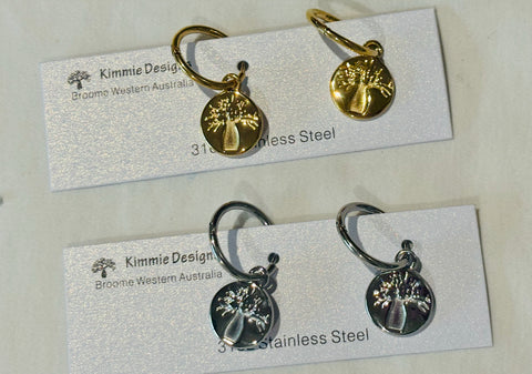 Boab Tree Huggie Earring Stainless Steel