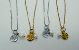 Stainless Steel Turtle / Pearl Charm / Necklace