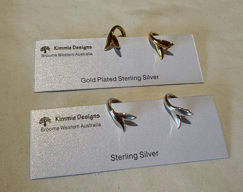 Whale Tail  Huggie Earrings