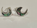 Pearl Shell Inlaid, Paua or Turquoise Moon Studs