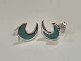 Pearl Shell Inlaid, Paua or Turquoise Moon Studs