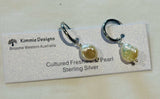 Stainless Steel clip in Huggie Pearl Earrings