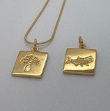 2 sided Boab Tree / Barramundi Stainless Steel Gold Pendant