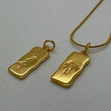 2 sided Boab Tree / Barramundi Stainless Steel Gold Pendant