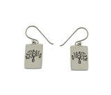 Boab Etched  Rectangle Silver Tag Earrings
