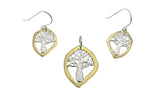 Boab Nut Tree 2 Tone Sterling Silver Gold Pendant