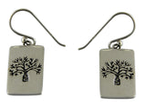 Boab Etched  Rectangle Silver Tag Earrings