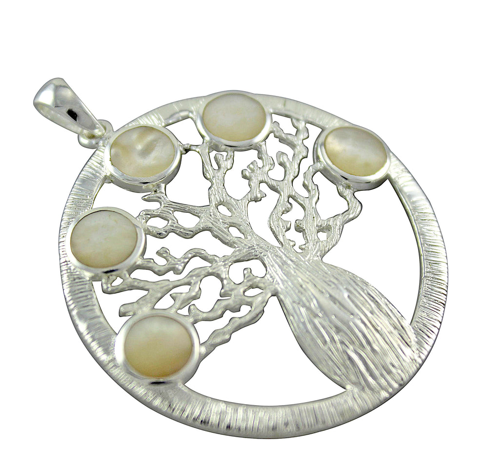 Round Boab Tree Pendant with Mother of Pearl Shell Inlay - Large