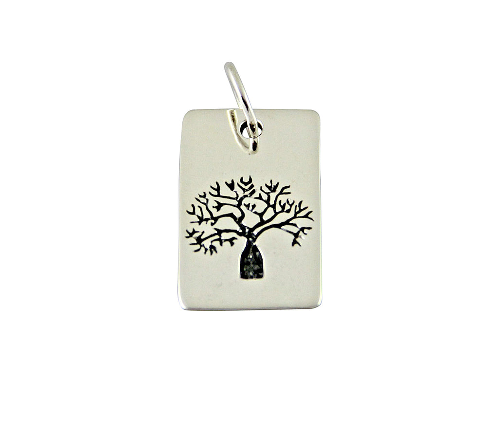 Boab Tree Etched Silver Tag Pendant