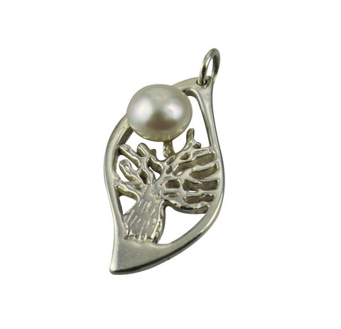 Boab Nut Sterling Silver Pearl Pendant