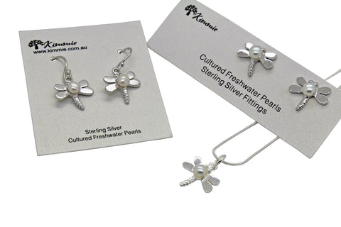 Dragonfly Pearl Studs or Earrings