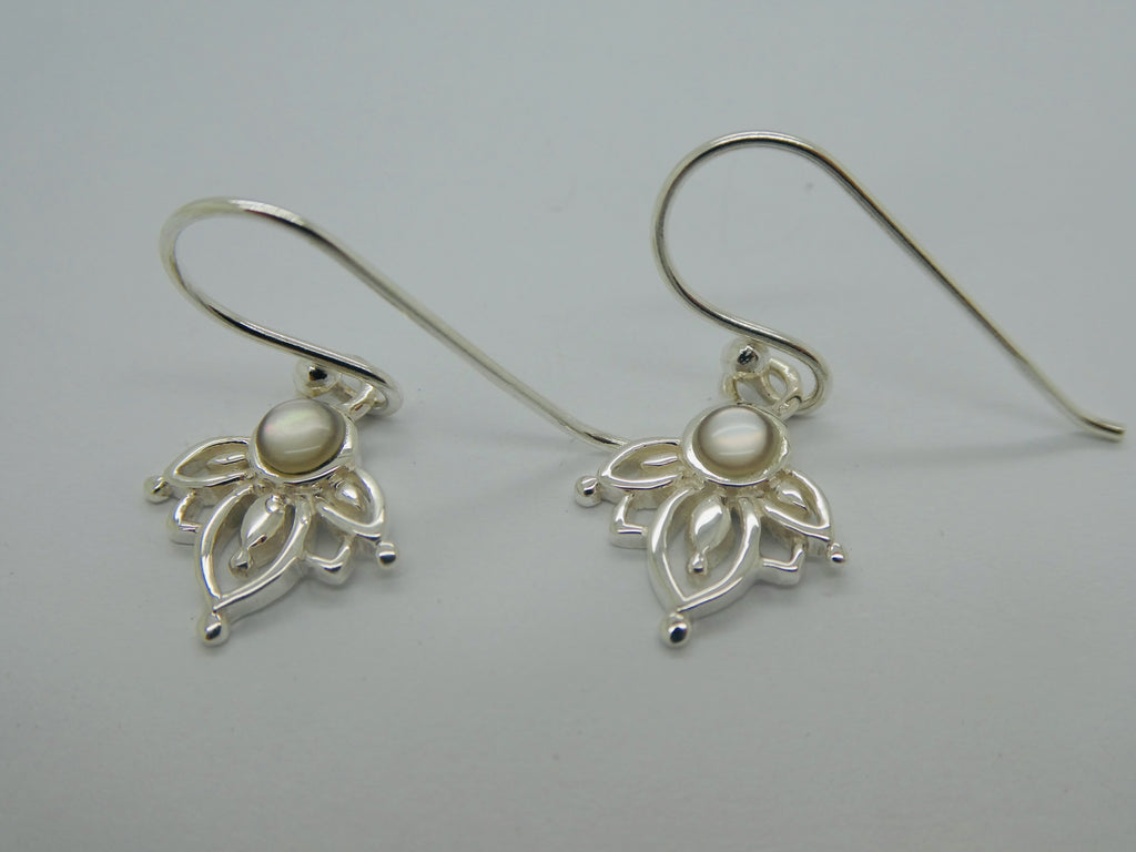 Lotus Earrings, inlaid with Pearl Shell, Paua, Moonstone or Turquoise.