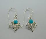 Lotus Earrings, inlaid with Pearl Shell, Paua, Moonstone or Turquoise.