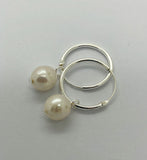 Silver Pearl Sleeper Earrings