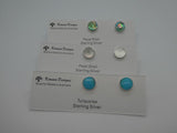 Pearl Shell, Paua, Moonstone or Turquoise Inlaid Studs