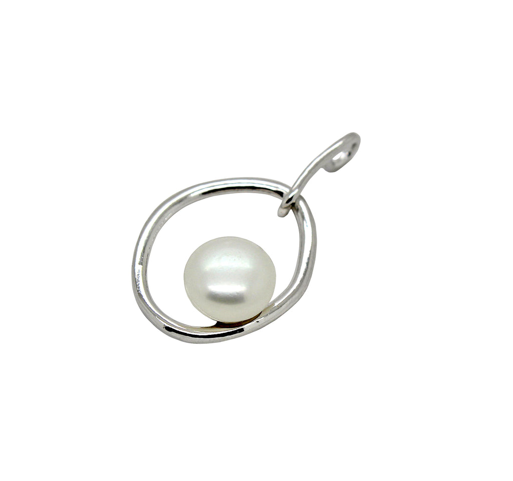 Pearl Organic Hoop Pendant