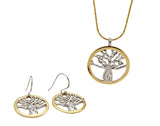 Steel Boab Tree Pendant  - Two Tone Silver / Yellow Gold