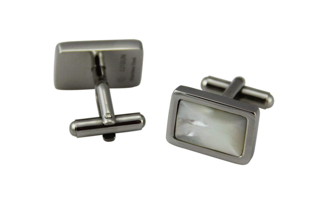 Cuff Links Rectangle - Pearl Shell Inlay