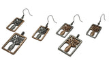 Boab Tree Rectangle Earrings- Two tone rose gold / Steel