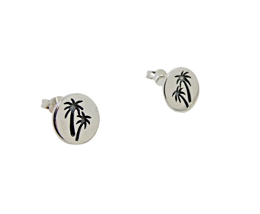 Palm Tree Studs Etched
