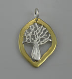 Boab Nut Tree 2 Tone Sterling Silver Gold Pendant
