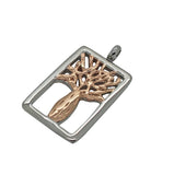 Steel  Boab Rectangle Pendant  - Two Tone Steel Gold / Rose Gold Rim